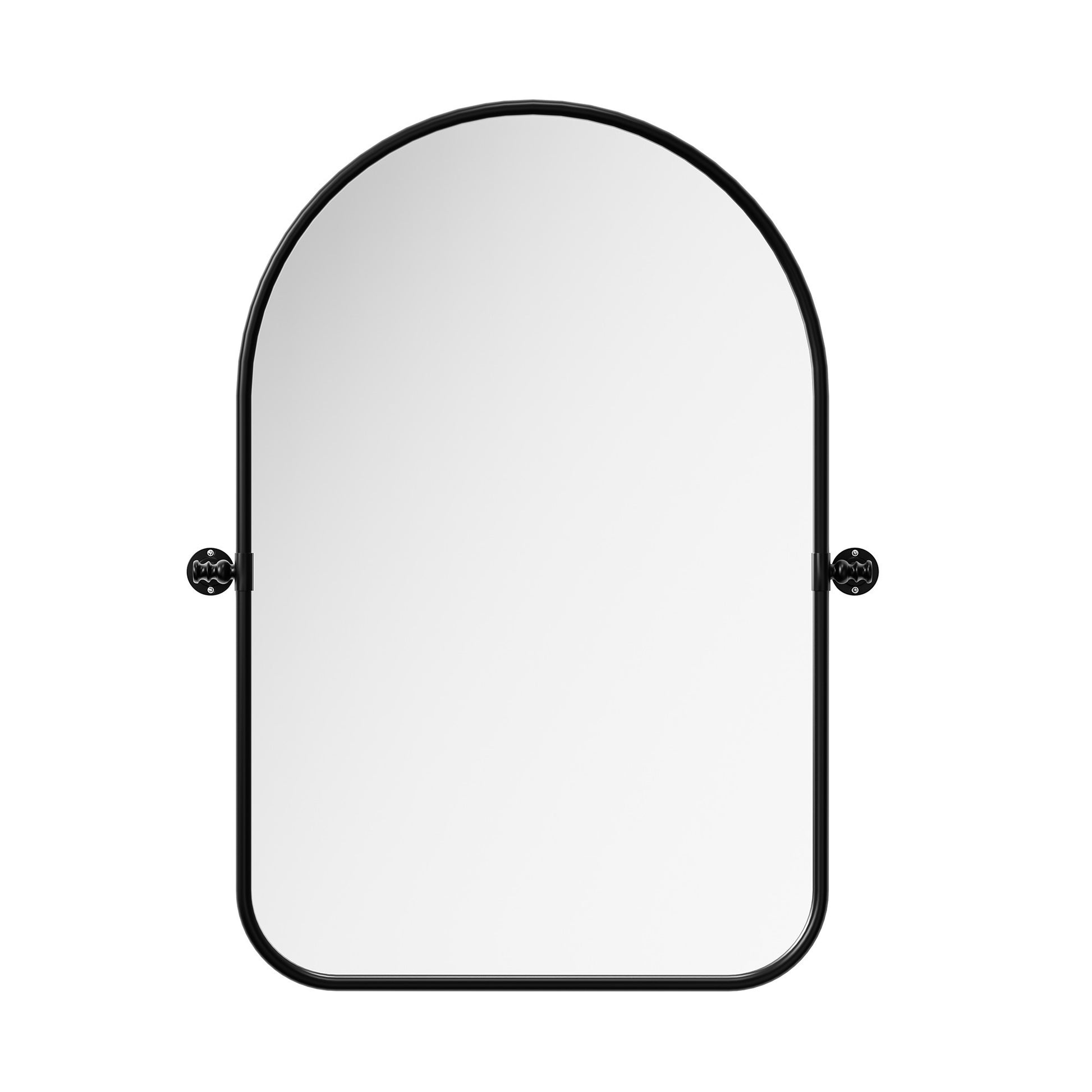 Set of Two Black Iron Arch Tilting Framed Bathroom Vanity Mirrors-5