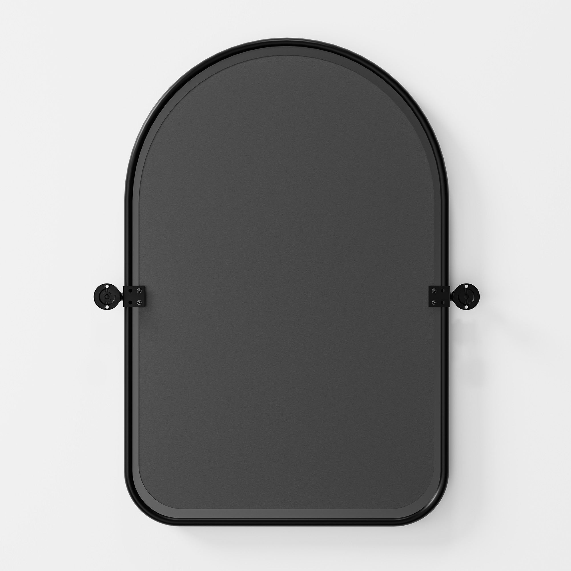 Set of Two Black Iron Arch Tilting Framed Bathroom Vanity Mirrors-4