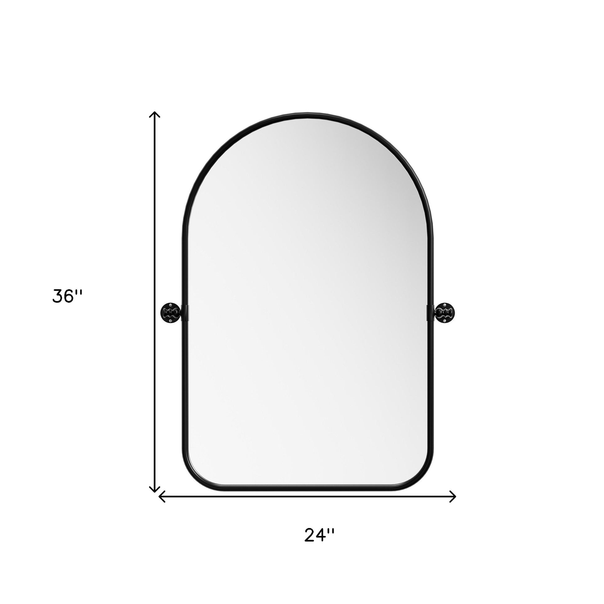 Set of Two Black Iron Arch Tilting Framed Bathroom Vanity Mirrors-8