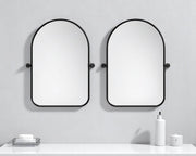 Set of Two Black Iron Arch Tilting Framed Bathroom Vanity Mirrors-0