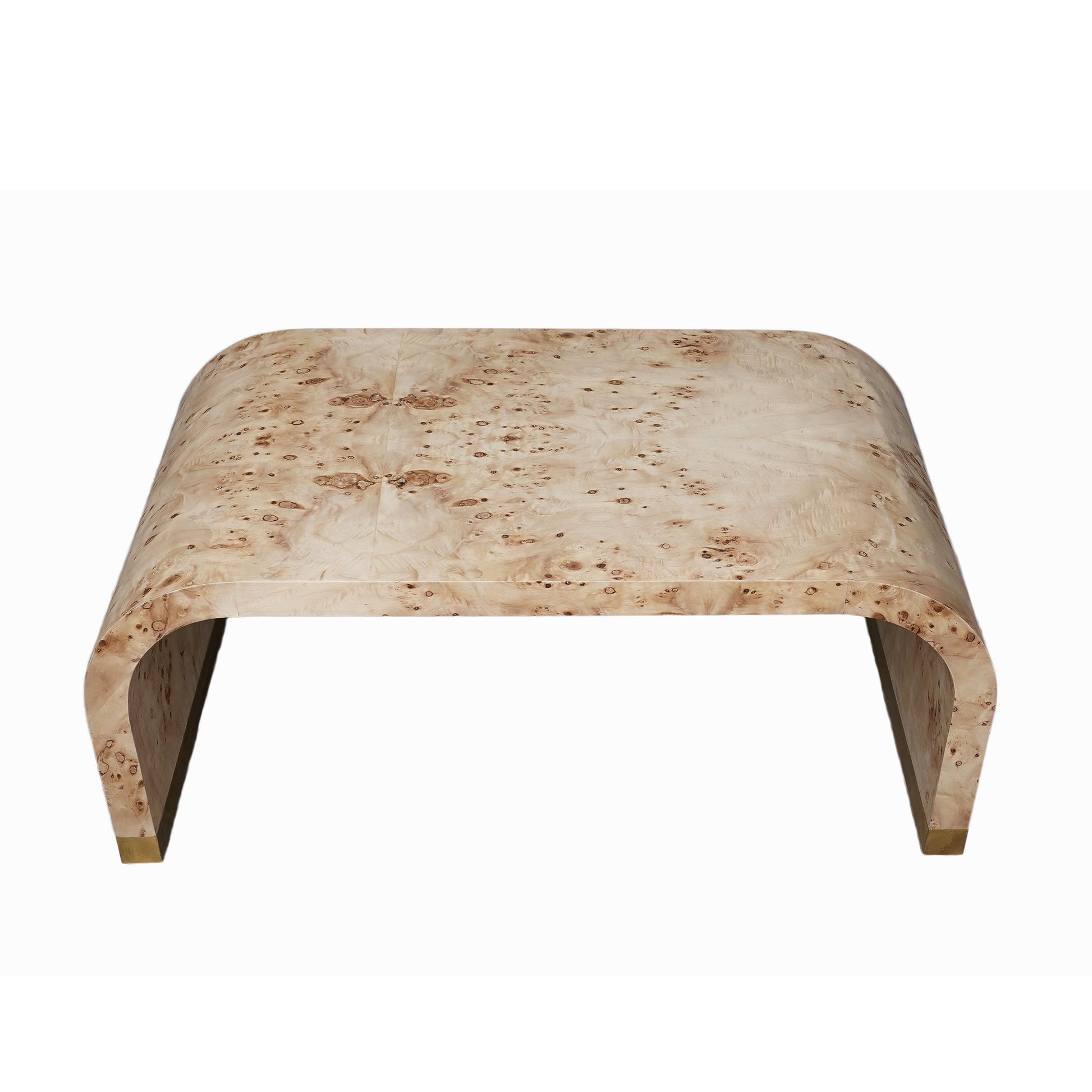 24" Natural And Brass Wood And Brass Oval Coffee Table-Coffee Tables-DECOROLALA