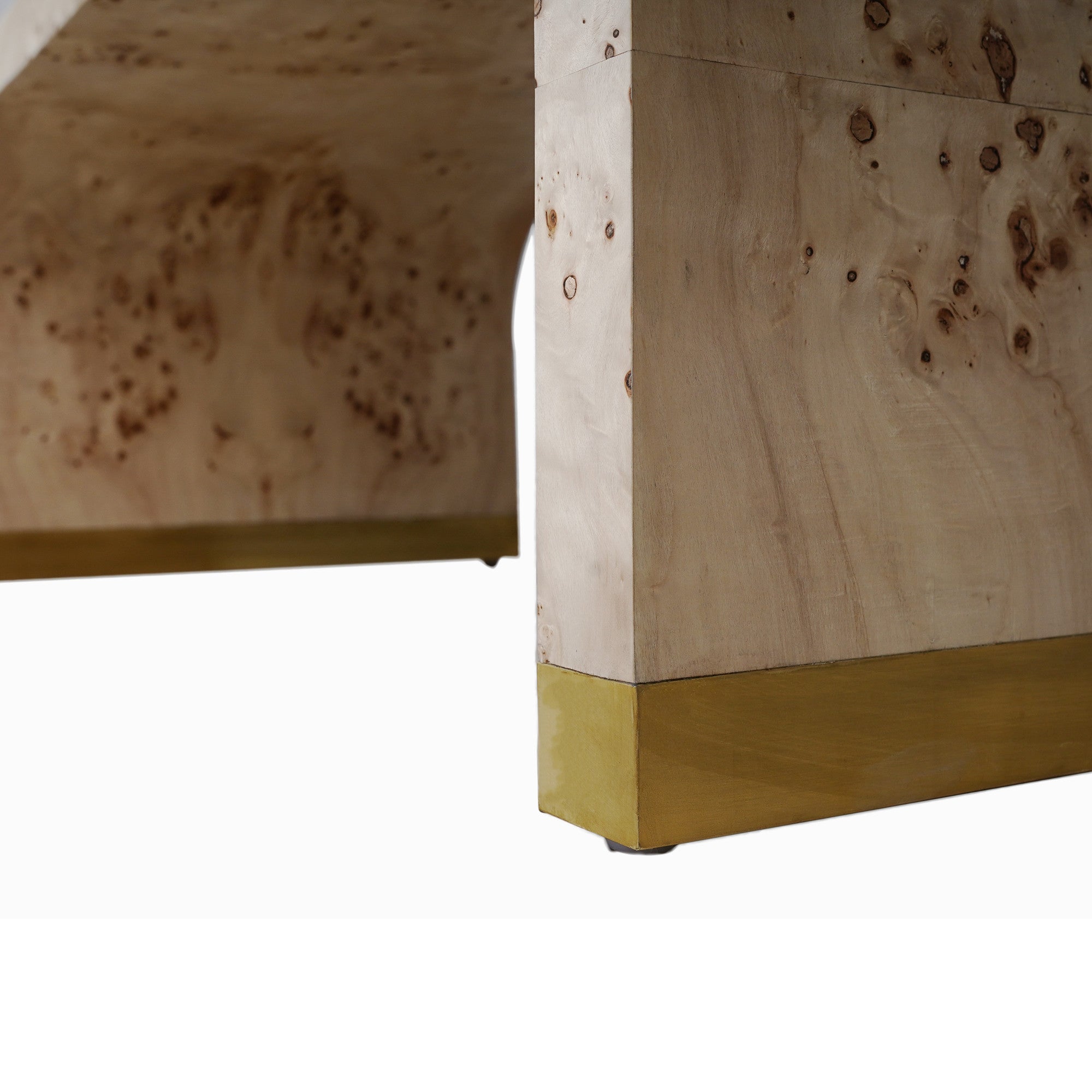 24" Natural And Brass Wood And Brass Oval Coffee Table-Coffee Tables-DECOROLALA