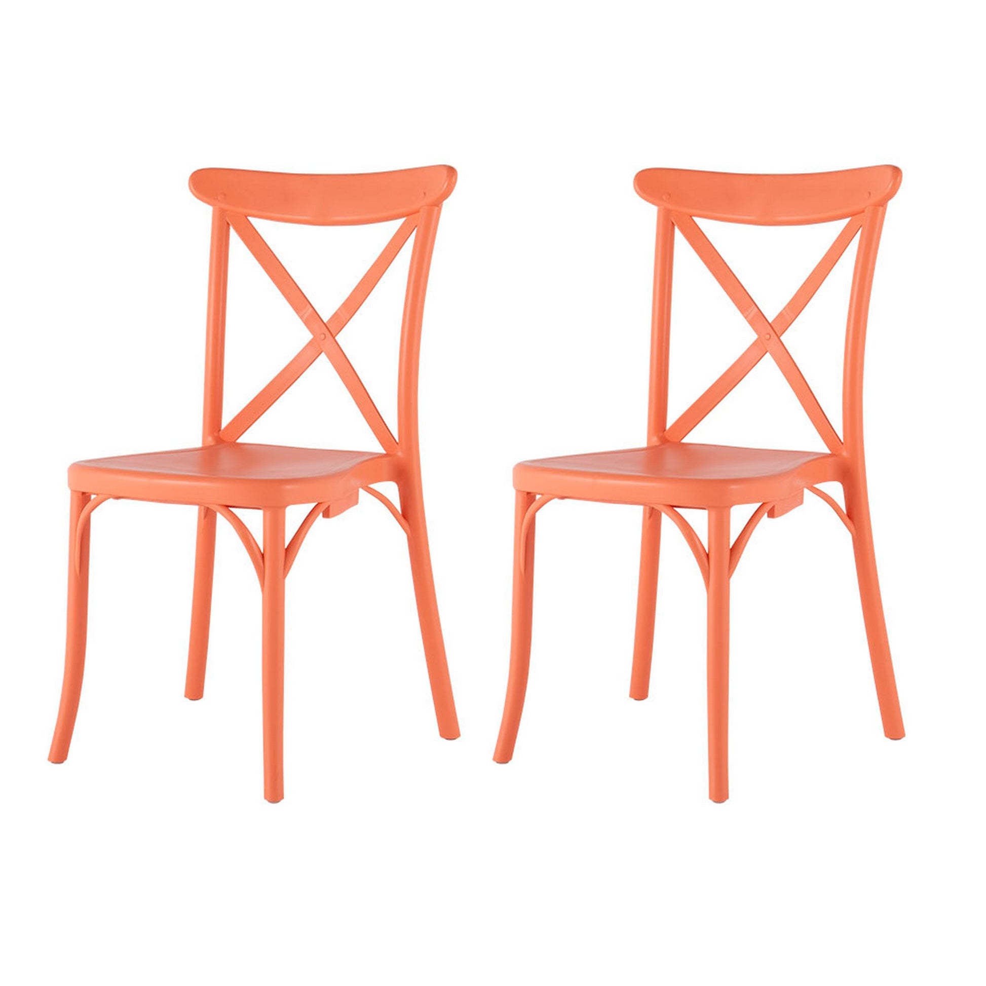 Set of Four 21" Salmon Heavy Duty Plastic Outdoor Stacking Dining Chairs-Outdoor Chairs-DECOROLALA