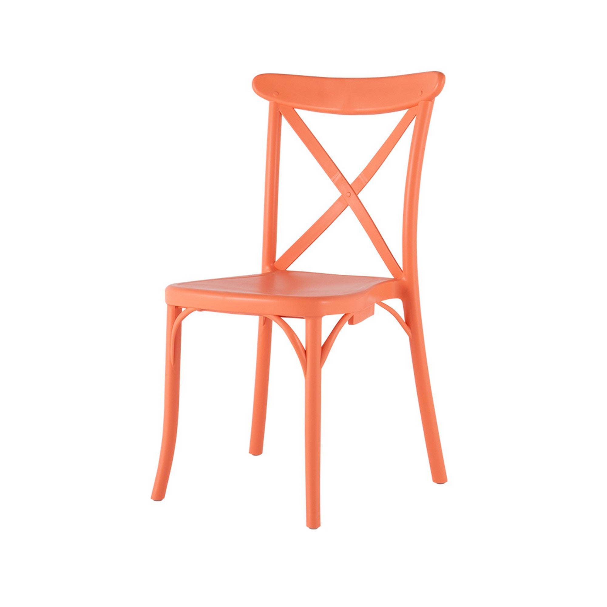 Set of Four 21" Salmon Heavy Duty Plastic Outdoor Stacking Dining Chairs-Outdoor Chairs-DECOROLALA