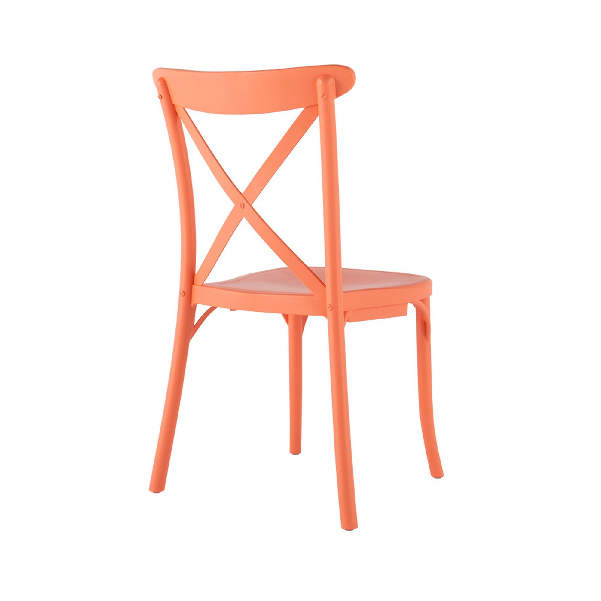 Set of Four 21" Salmon Heavy Duty Plastic Outdoor Stacking Dining Chairs-Outdoor Chairs-DECOROLALA