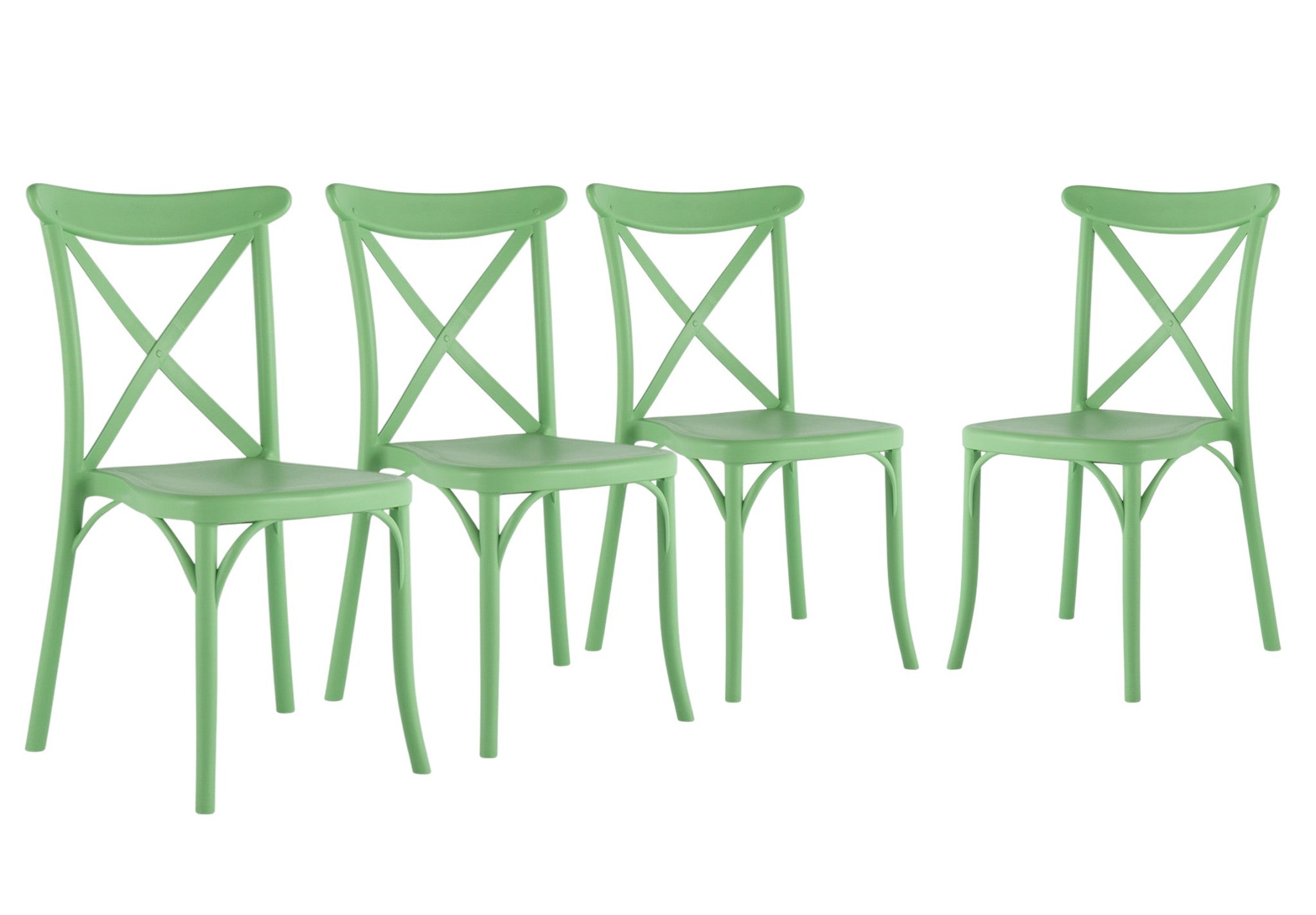 Set of Four 21" Green Heavy Duty Plastic Outdoor Stacking Dining Chairs-Outdoor Chairs-DECOROLALA