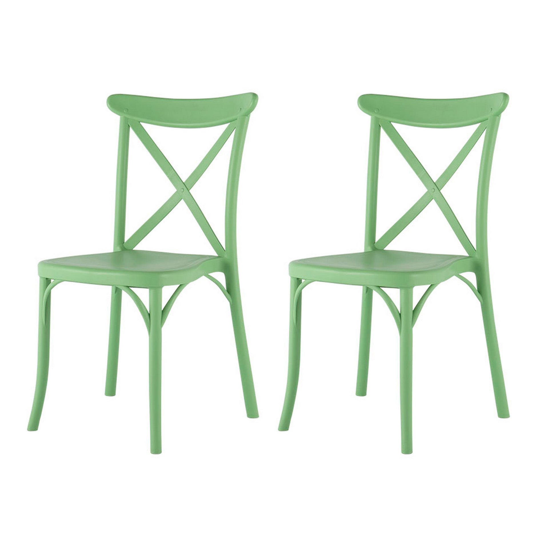 Set of Four 21" Green Heavy Duty Plastic Outdoor Stacking Dining Chairs-Outdoor Chairs-DECOROLALA