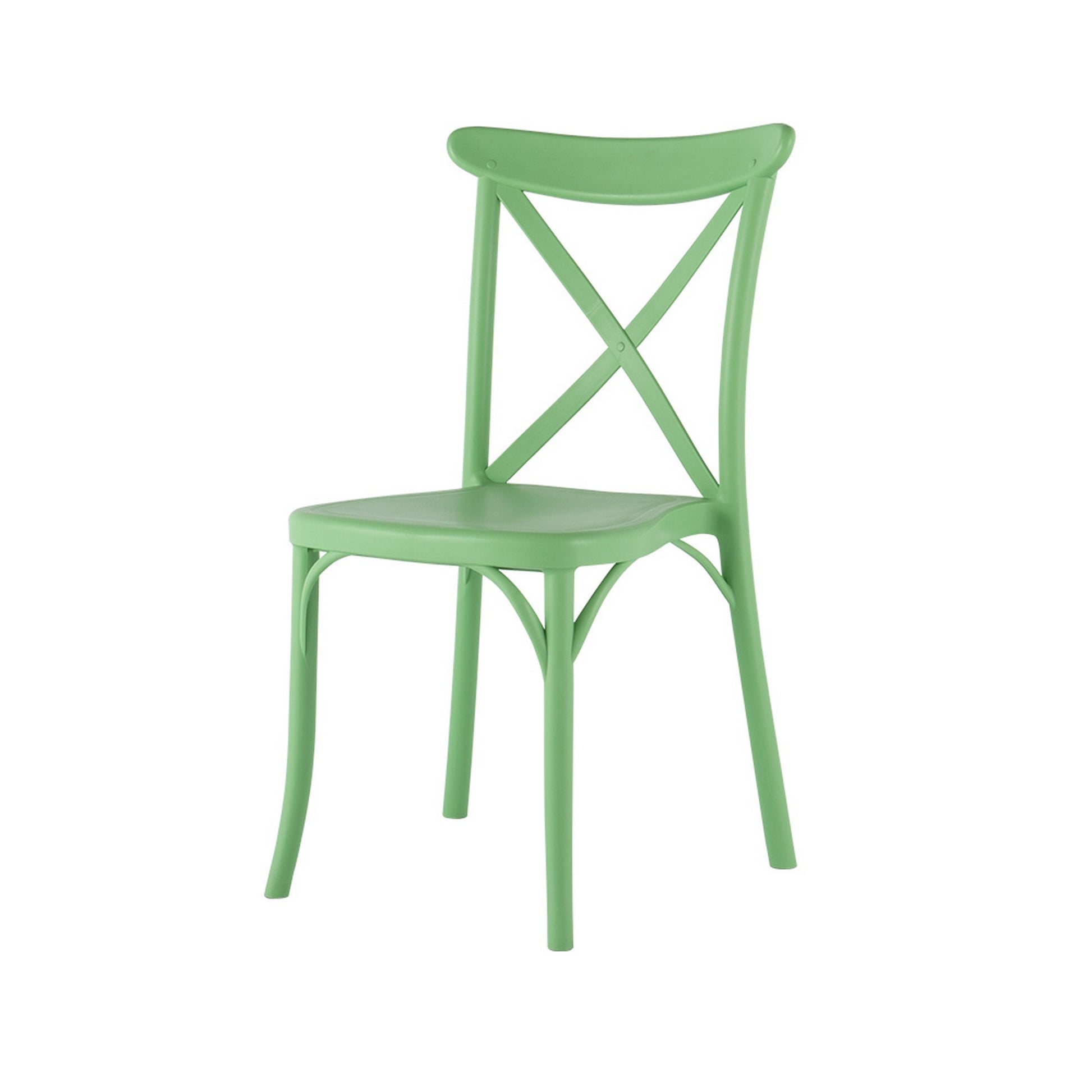 Set of Four 21" Green Heavy Duty Plastic Outdoor Stacking Dining Chairs-Outdoor Chairs-DECOROLALA