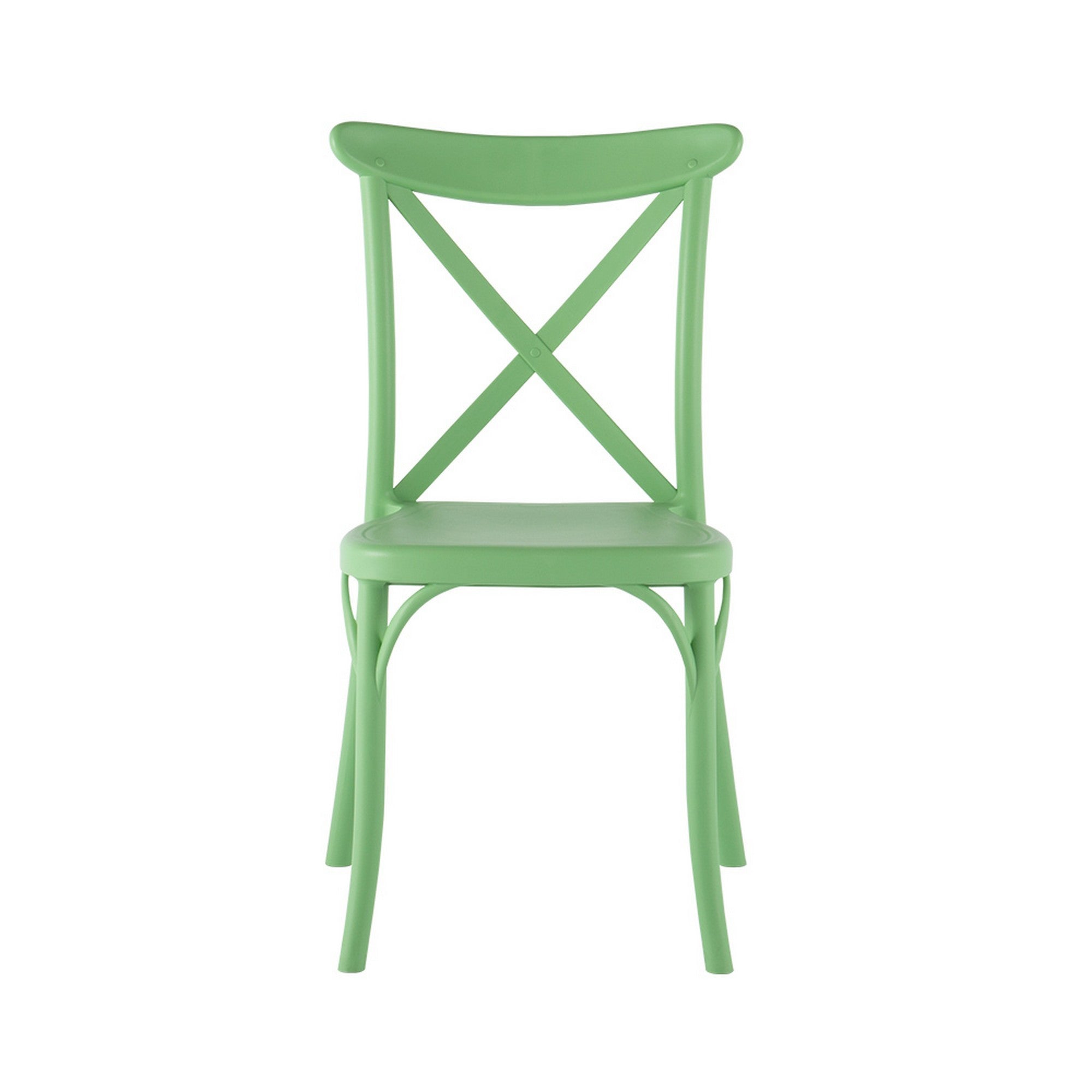 Set of Four 21" Green Heavy Duty Plastic Outdoor Stacking Dining Chairs-Outdoor Chairs-DECOROLALA
