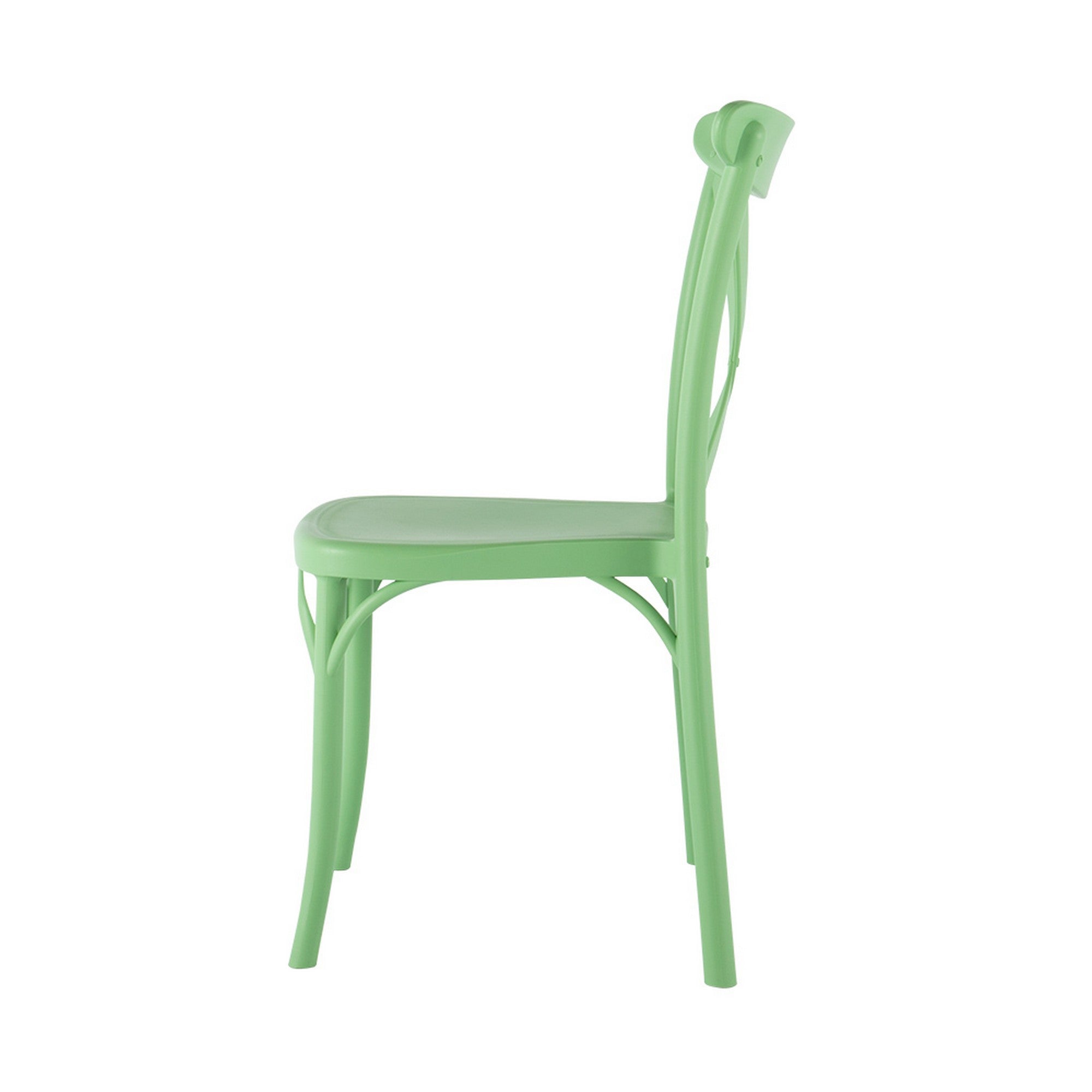 Set of Four 21" Green Heavy Duty Plastic Outdoor Stacking Dining Chairs-Outdoor Chairs-DECOROLALA