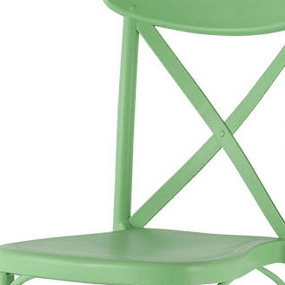 Set of Four 21" Green Heavy Duty Plastic Outdoor Stacking Dining Chairs-Outdoor Chairs-DECOROLALA
