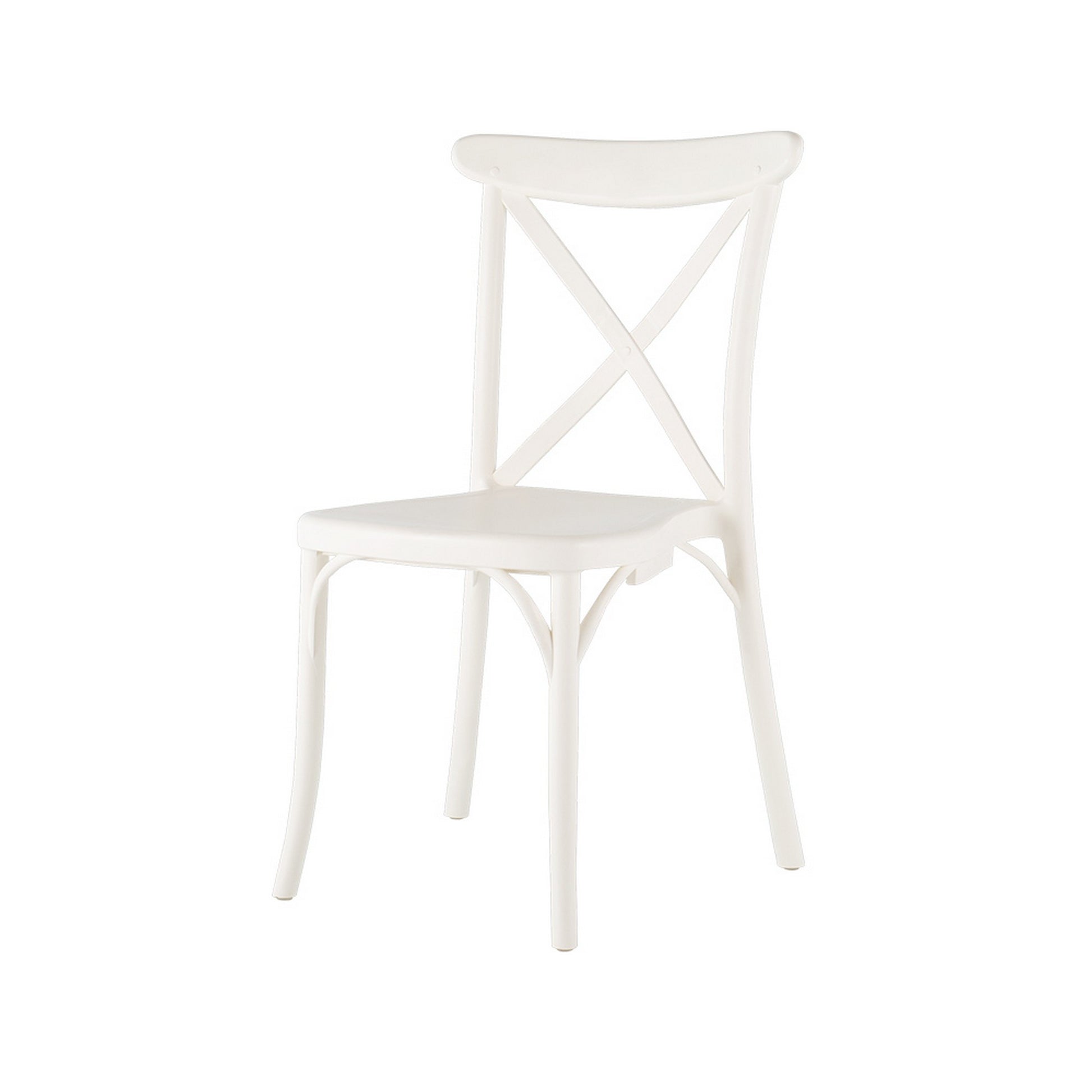 Set of Four 21" White Heavy Duty Plastic Outdoor Stacking Dining Chairs-Outdoor Chairs-DECOROLALA