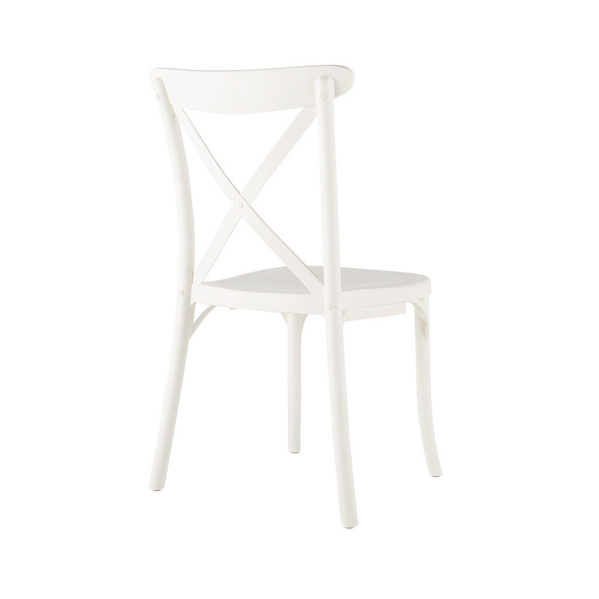 Set of Four 21" White Heavy Duty Plastic Outdoor Stacking Dining Chairs-Outdoor Chairs-DECOROLALA