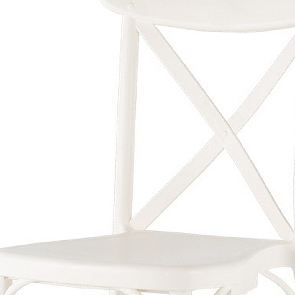 Set of Four 21" White Heavy Duty Plastic Outdoor Stacking Dining Chairs-Outdoor Chairs-DECOROLALA