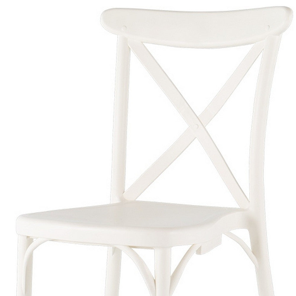 Set of Four 21" White Heavy Duty Plastic Outdoor Stacking Dining Chairs-Outdoor Chairs-DECOROLALA