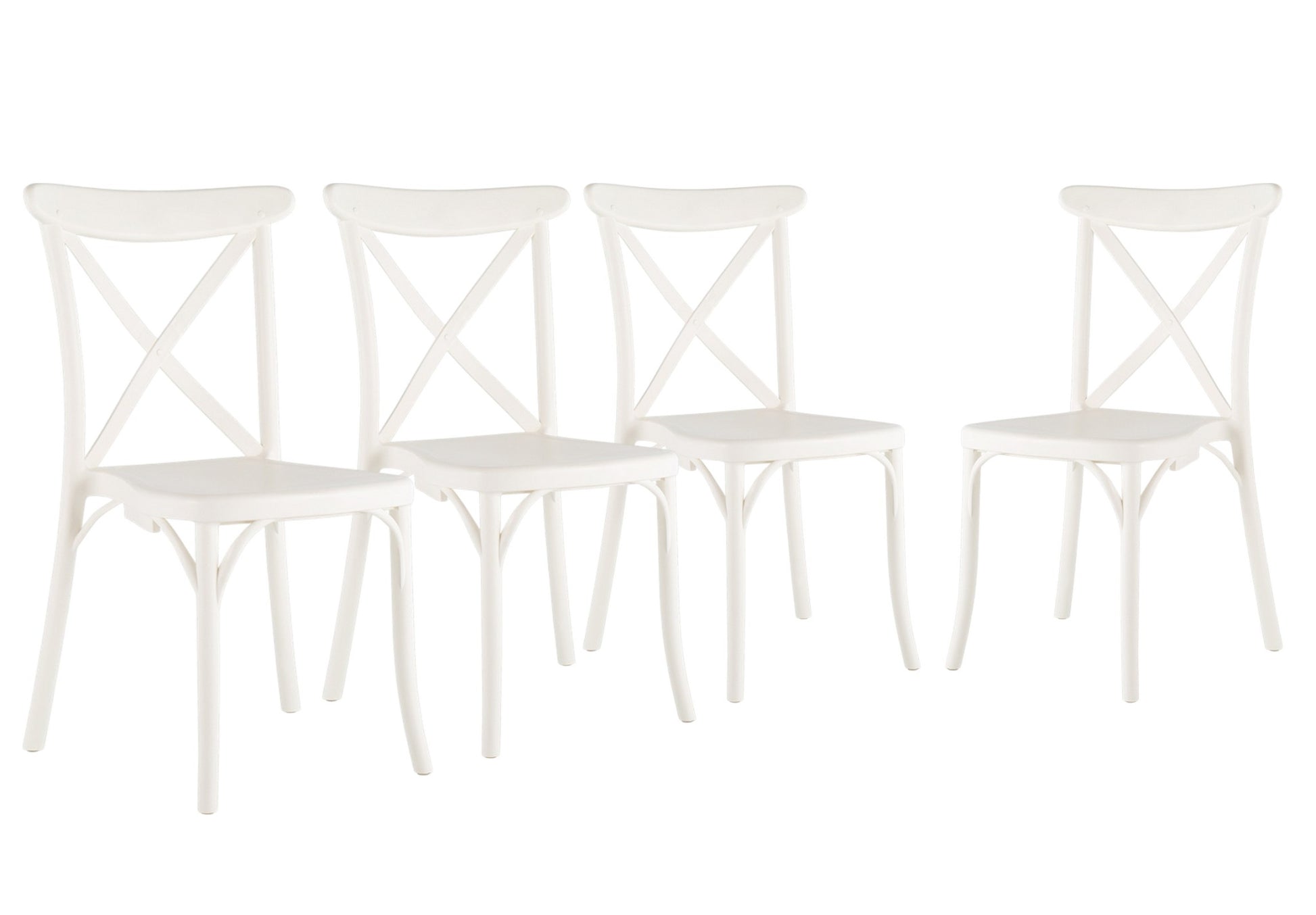 Set of Four 21" White Heavy Duty Plastic Outdoor Stacking Dining Chairs-Outdoor Chairs-DECOROLALA