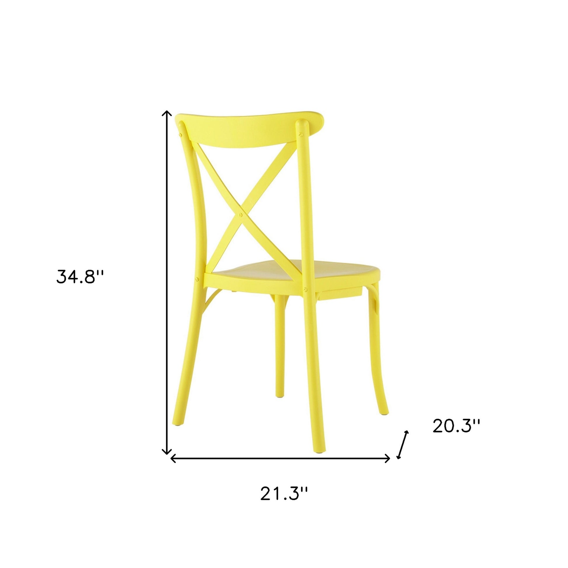 Set of Four Yellow Heavy Duty Plastic Cross Back Dining Chairs-Outdoor Chairs-DECOROLALA