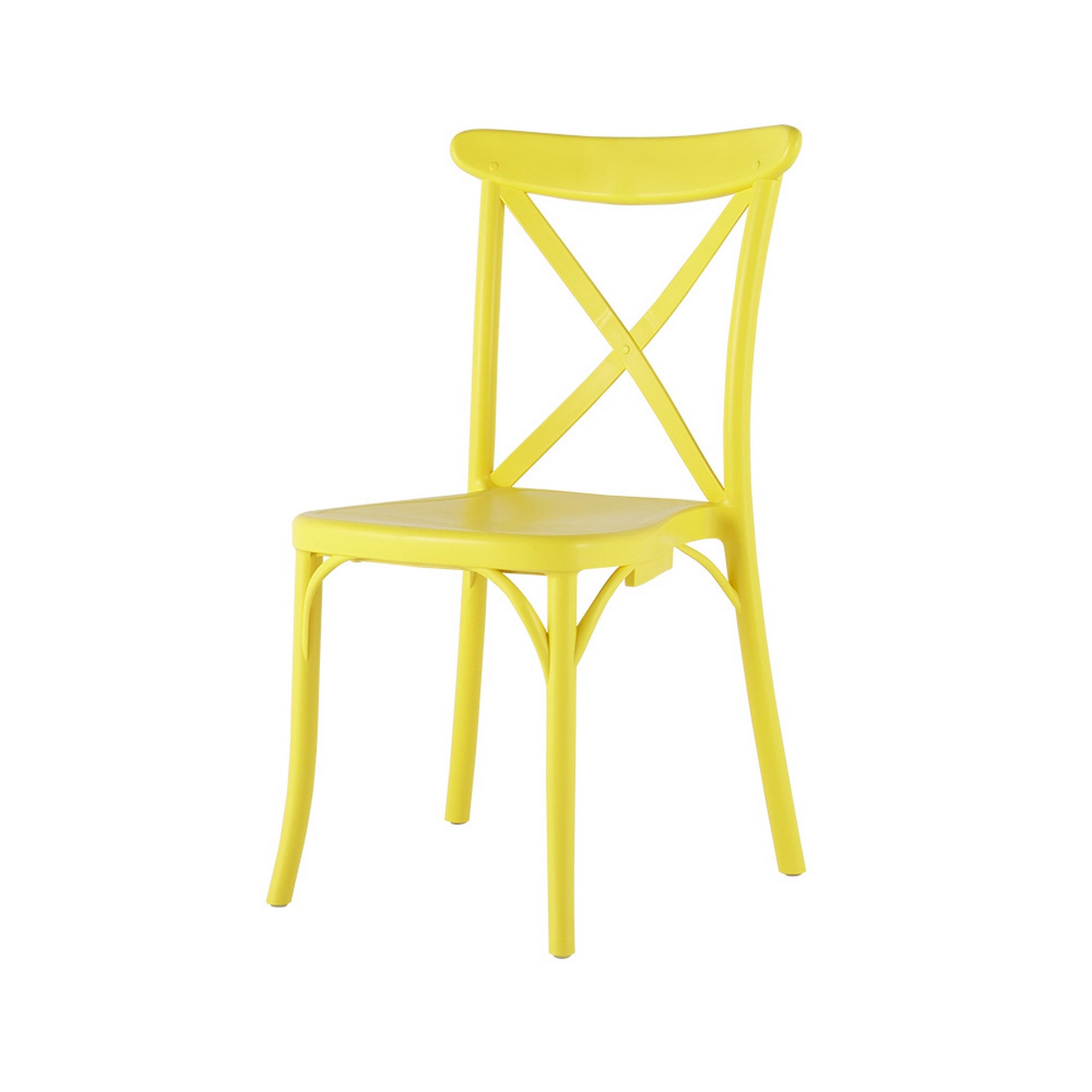 Set of Four Yellow Heavy Duty Plastic Cross Back Dining Chairs-Outdoor Chairs-DECOROLALA