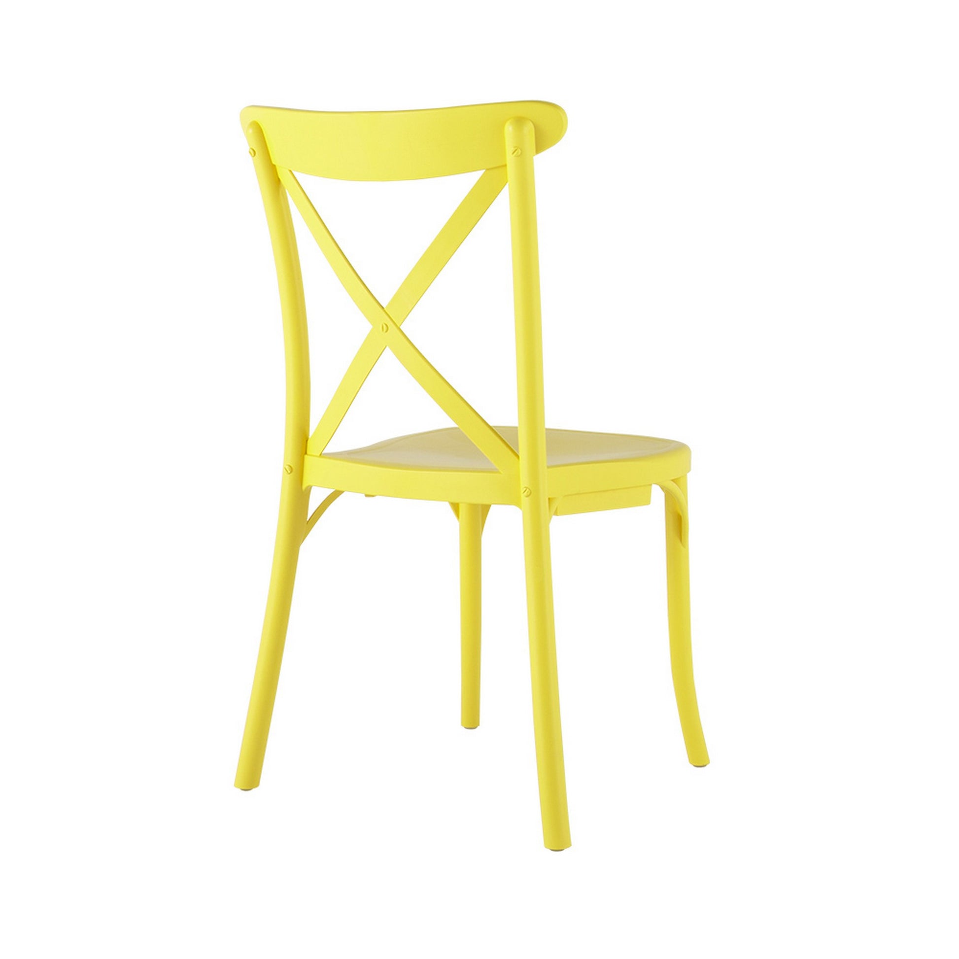 Set of Four Yellow Heavy Duty Plastic Cross Back Dining Chairs-Outdoor Chairs-DECOROLALA