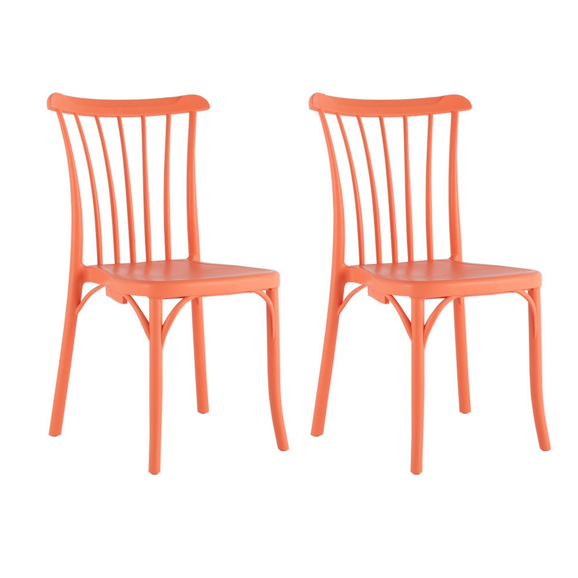 Set of Four 22" Salmon Heavy Duty Plastic Outdoor Stacking Dining Chairs-Outdoor Chairs-DECOROLALA