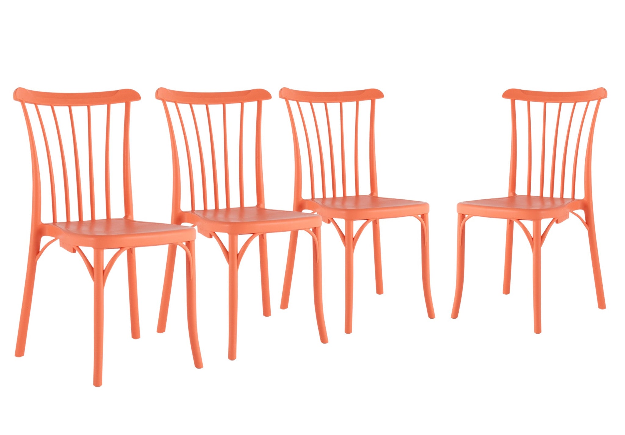 Set of Four 22" Salmon Heavy Duty Plastic Outdoor Stacking Dining Chairs-Outdoor Chairs-DECOROLALA