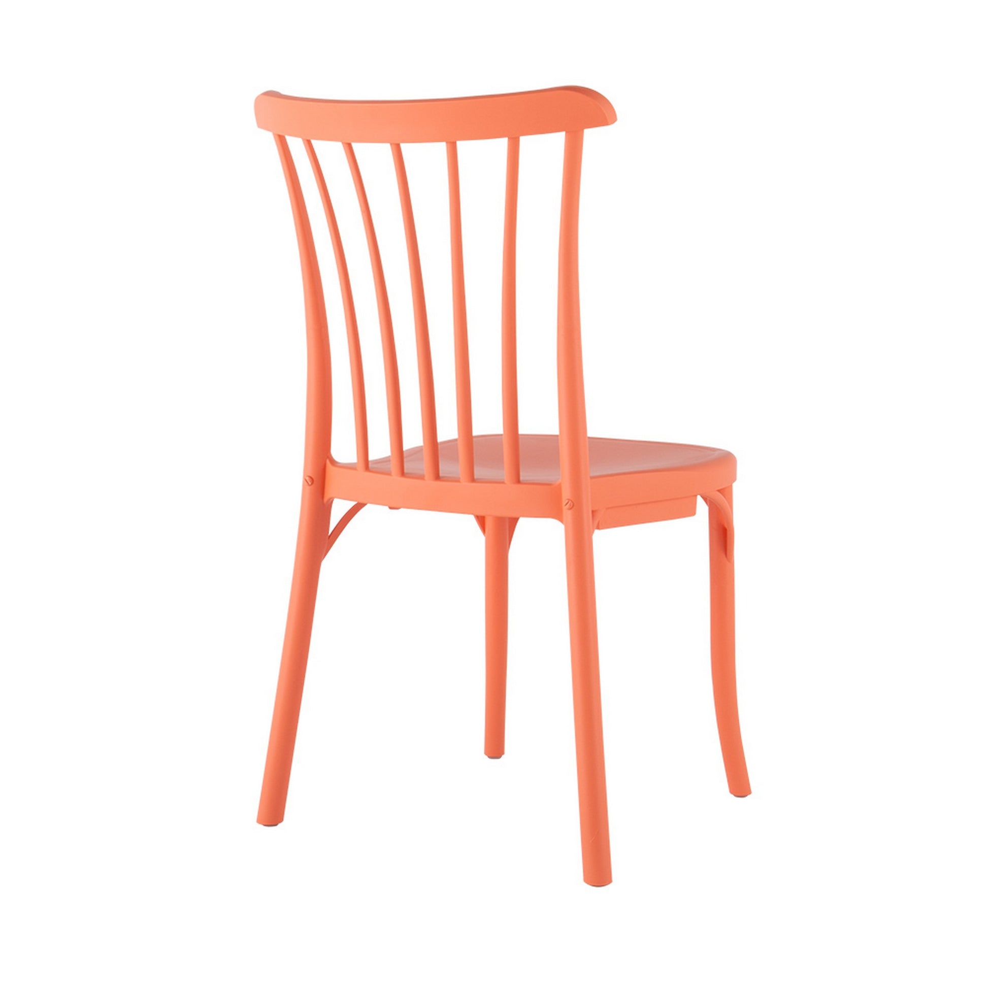 Set of Four 22" Salmon Heavy Duty Plastic Outdoor Stacking Dining Chairs-Outdoor Chairs-DECOROLALA