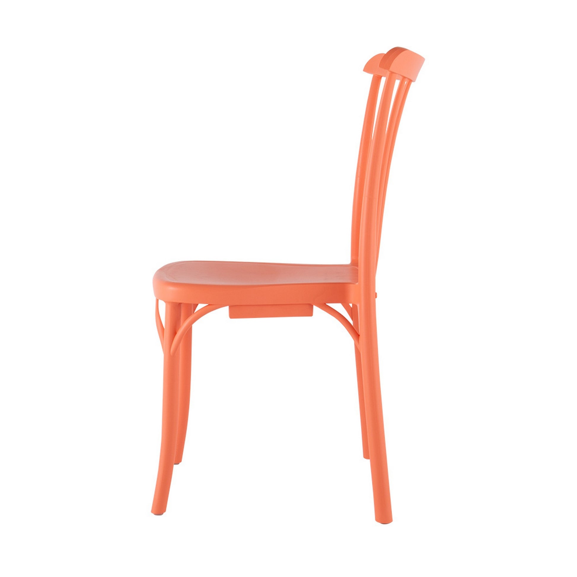 Set of Four 22" Salmon Heavy Duty Plastic Outdoor Stacking Dining Chairs-Outdoor Chairs-DECOROLALA