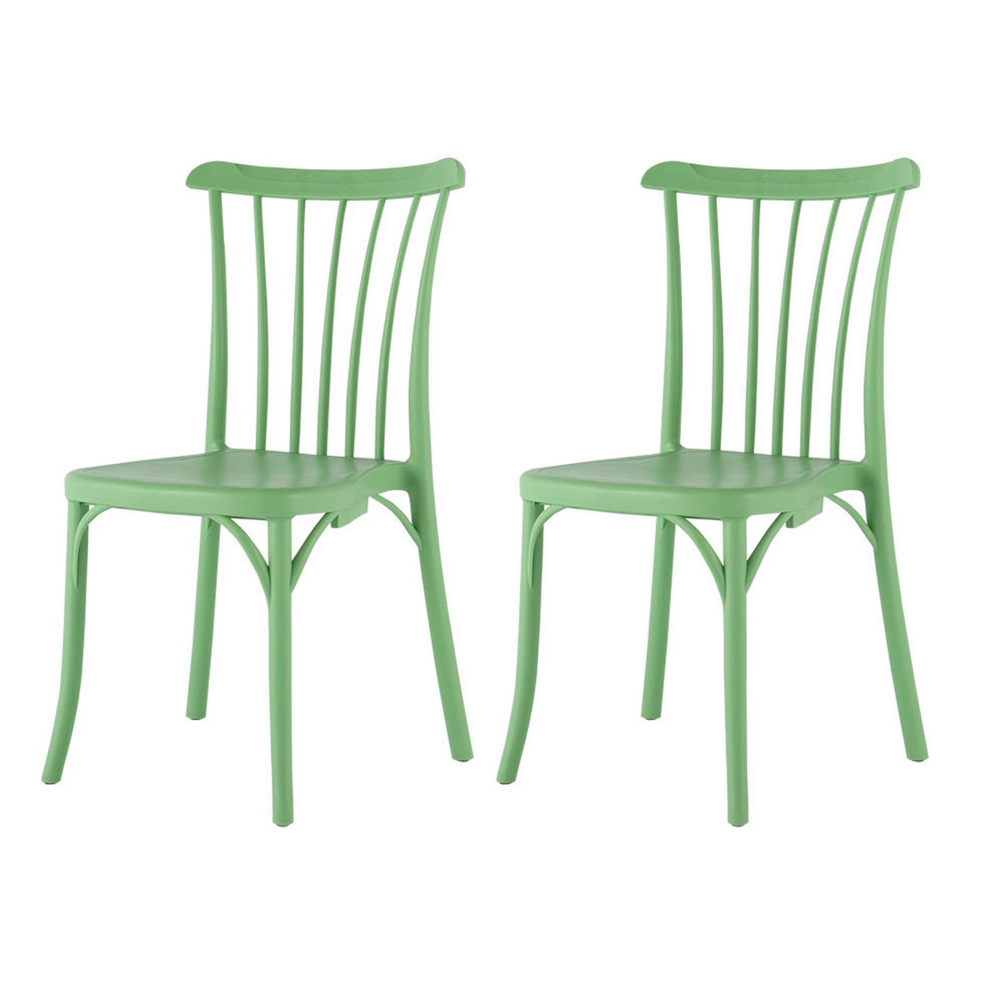 Set of Four 22" Green Heavy Duty Plastic Outdoor Stacking Dining Chairs-Outdoor Chairs-DECOROLALA