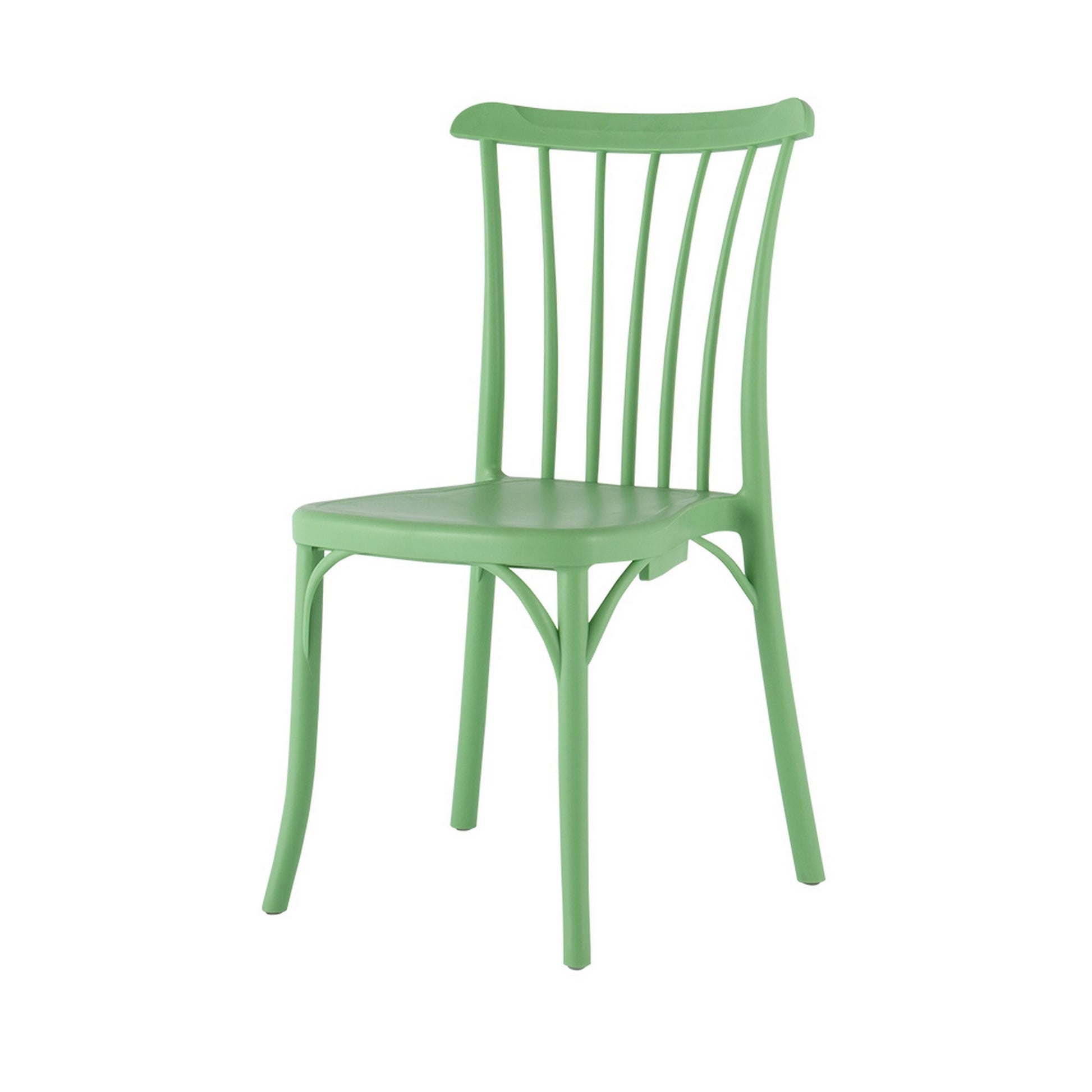Set of Four 22" Green Heavy Duty Plastic Outdoor Stacking Dining Chairs-Outdoor Chairs-DECOROLALA