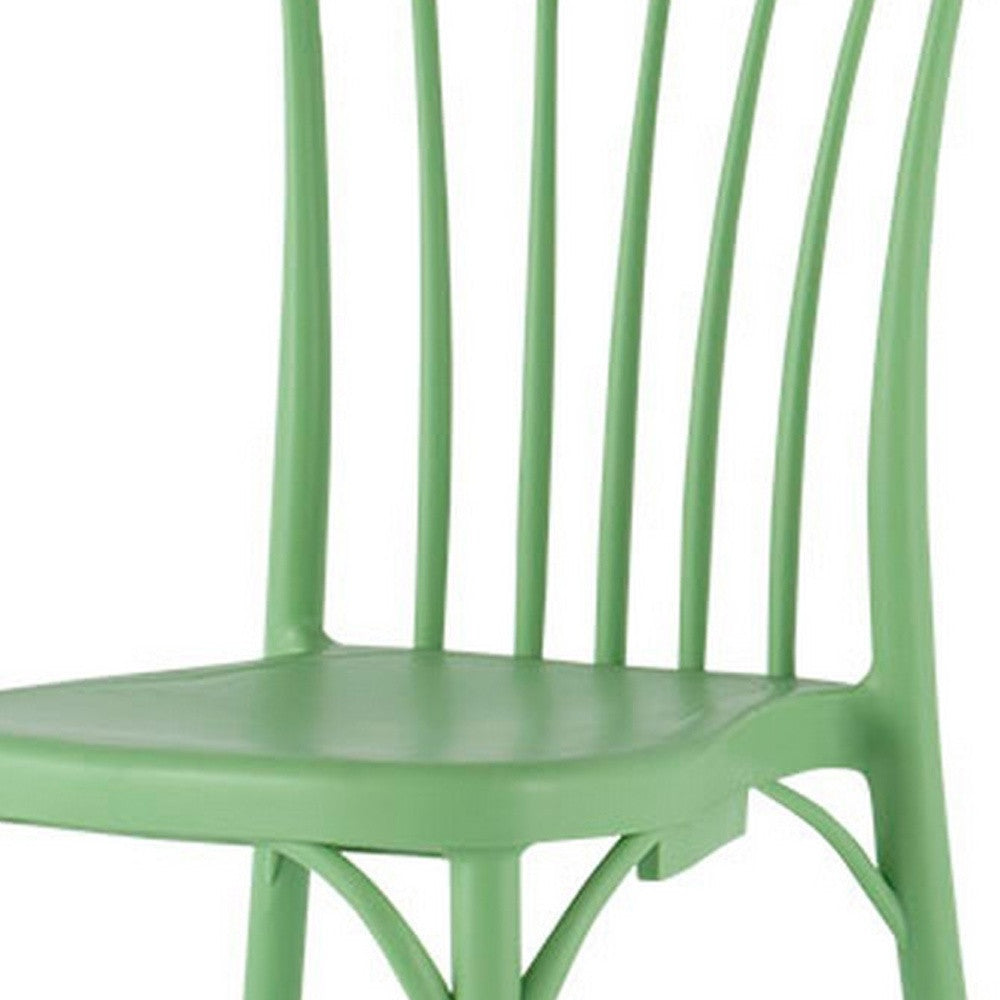 Set of Four 22" Green Heavy Duty Plastic Outdoor Stacking Dining Chairs-Outdoor Chairs-DECOROLALA