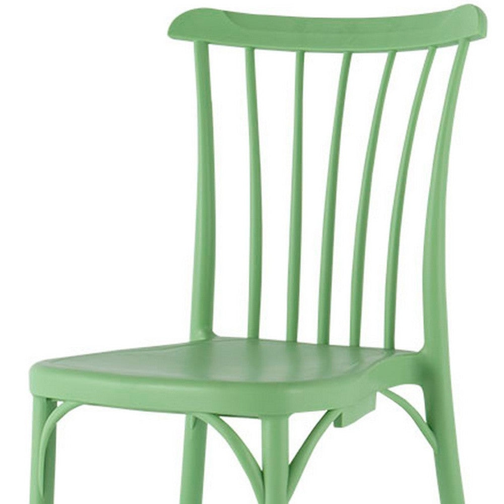 Set of Four 22" Green Heavy Duty Plastic Outdoor Stacking Dining Chairs-Outdoor Chairs-DECOROLALA