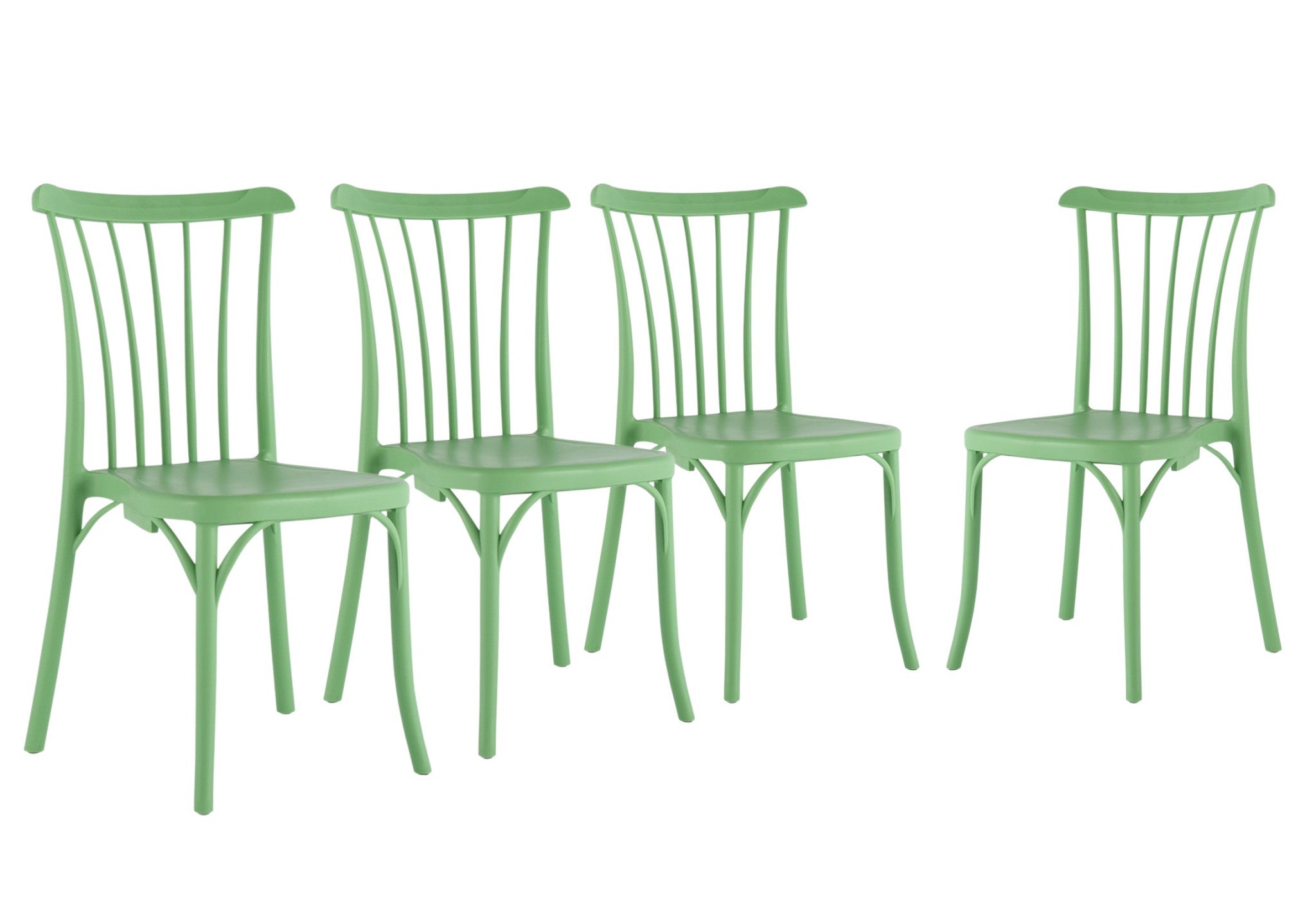 Set of Four 22" Green Heavy Duty Plastic Outdoor Stacking Dining Chairs-Outdoor Chairs-DECOROLALA
