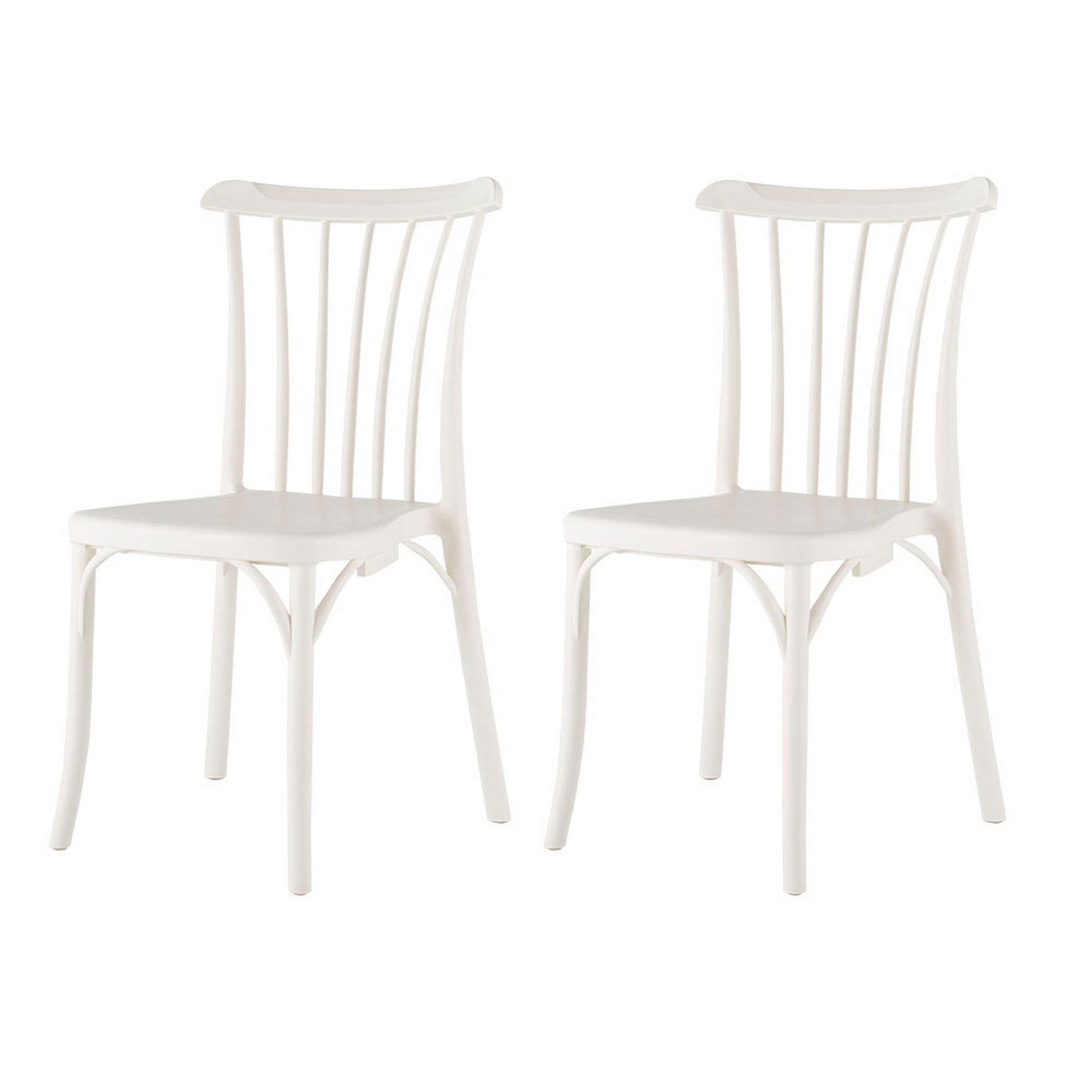 Set of Four 22" White Heavy Duty Plastic Outdoor Stacking Dining Chairs-Outdoor Chairs-DECOROLALA