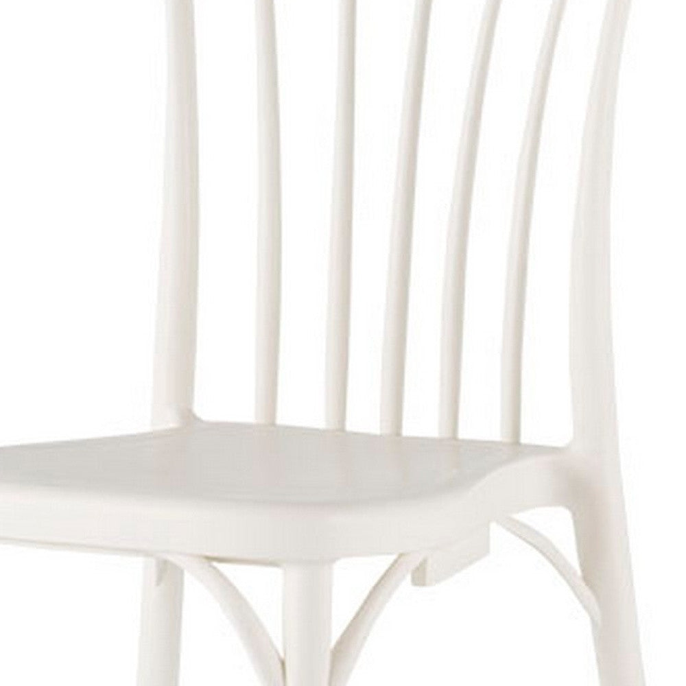 Set of Four 22" White Heavy Duty Plastic Outdoor Stacking Dining Chairs-Outdoor Chairs-DECOROLALA