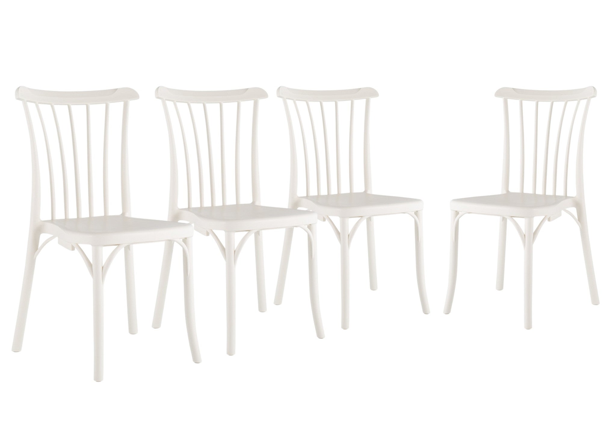 Set of Four 22" White Heavy Duty Plastic Outdoor Stacking Dining Chairs-Outdoor Chairs-DECOROLALA