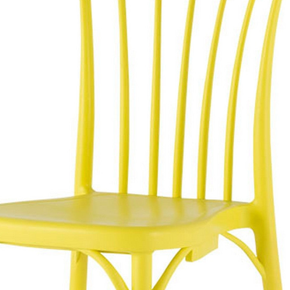 Set of Four 22" Yellow Heavy Duty Plastic Outdoor Stacking Dining Chairs-Outdoor Chairs-DECOROLALA