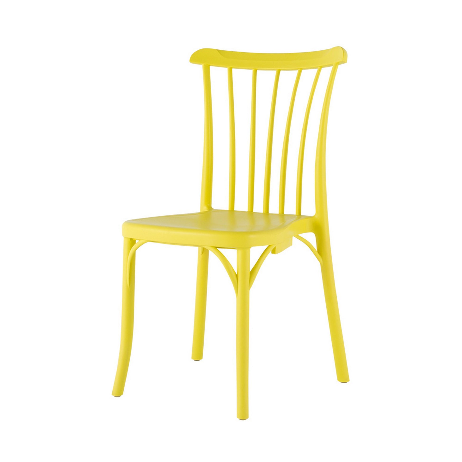 Set of Four 22" Yellow Heavy Duty Plastic Outdoor Stacking Dining Chairs-Outdoor Chairs-DECOROLALA