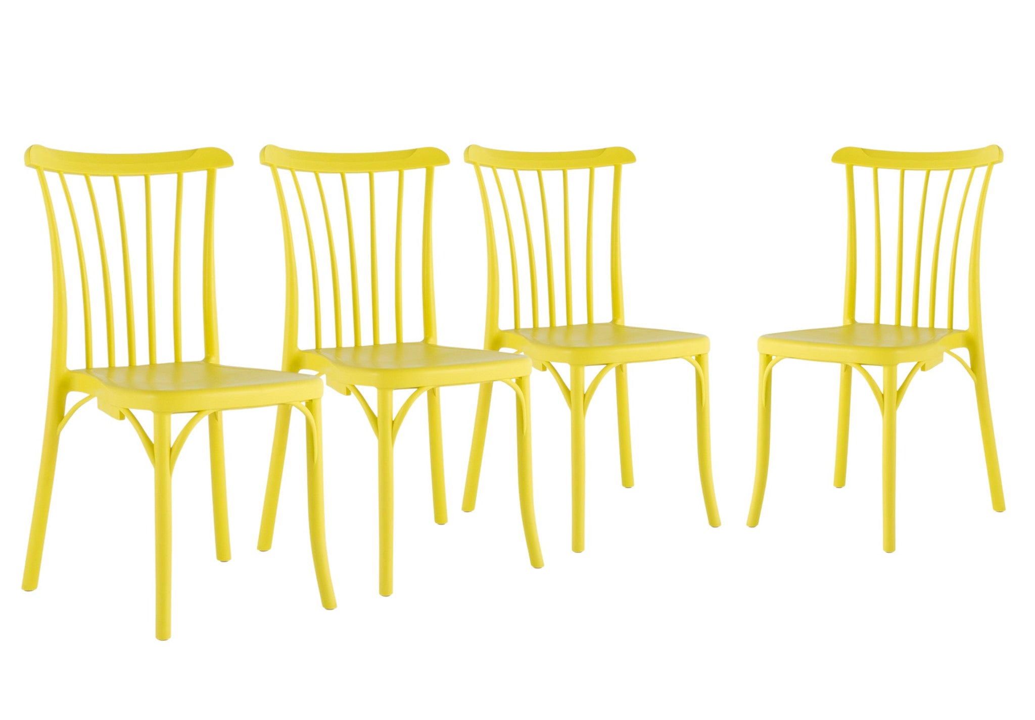 Set of Four 22" Yellow Heavy Duty Plastic Outdoor Stacking Dining Chairs-Outdoor Chairs-DECOROLALA