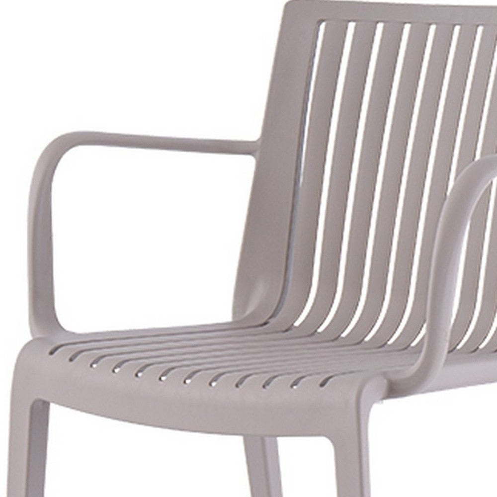 Set of Four 22" Taupe Heavy Duty Plastic Outdoor Stacking Arm Chairs-Outdoor Chairs-DECOROLALA