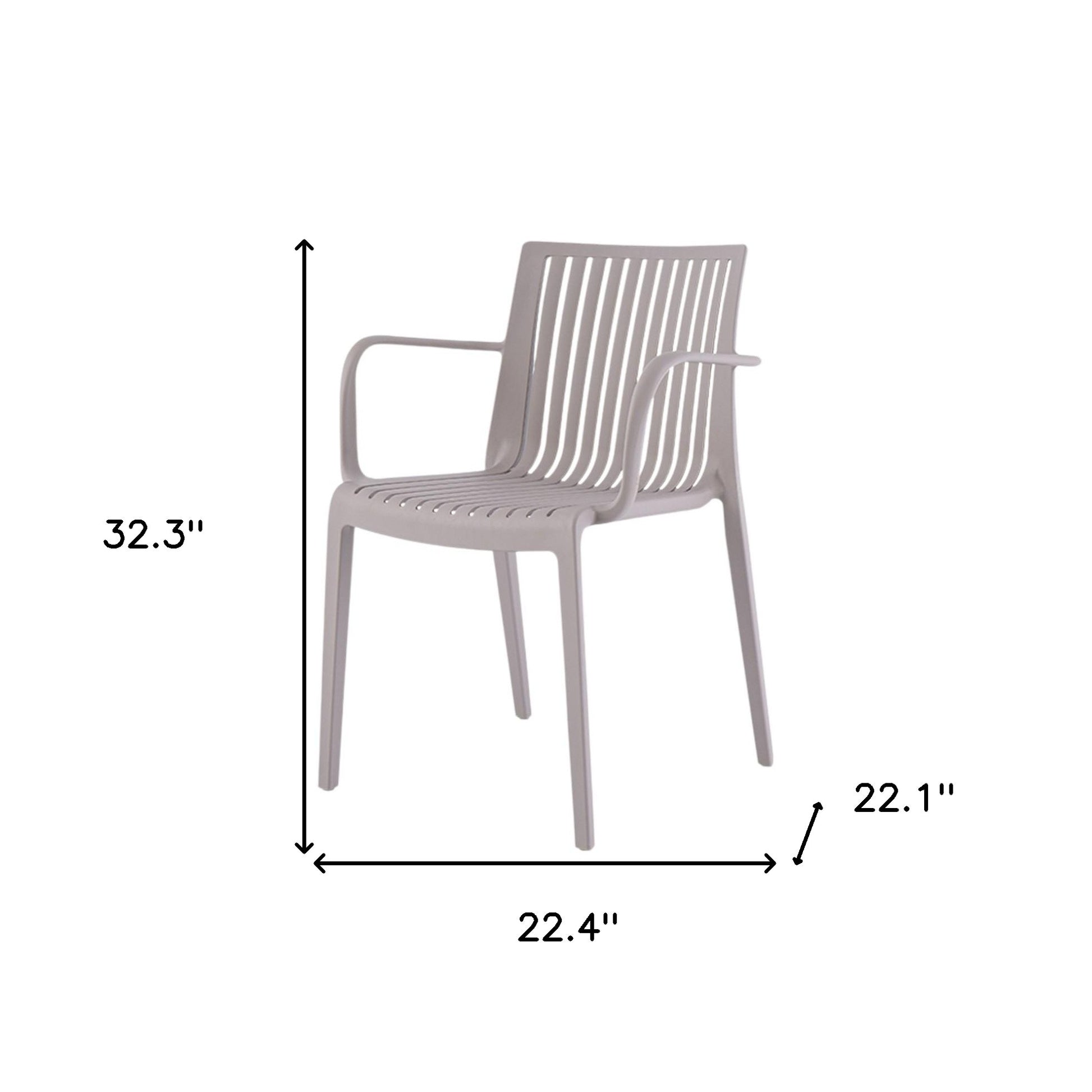 Set of Four 22" Taupe Heavy Duty Plastic Outdoor Stacking Arm Chairs-Outdoor Chairs-DECOROLALA