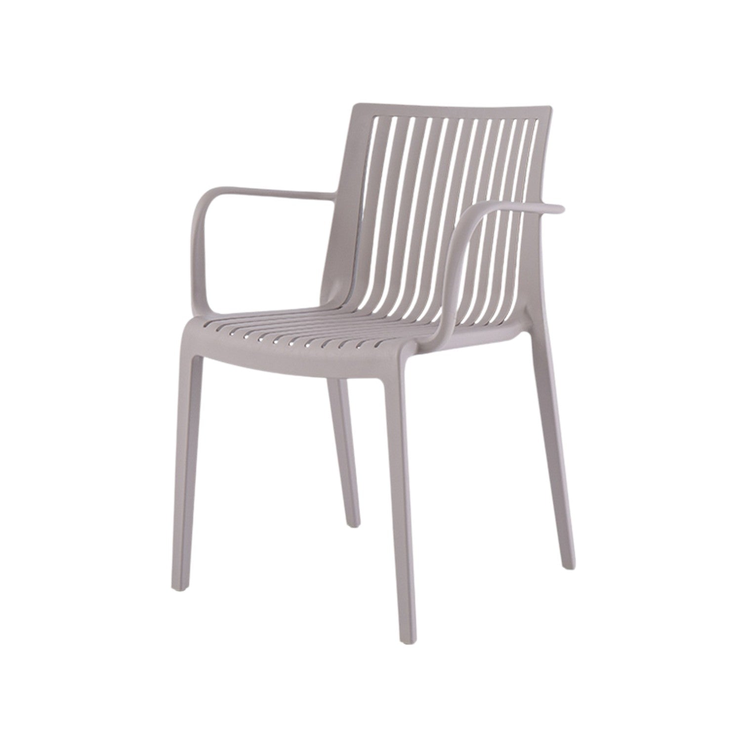 Set of Four 22" Taupe Heavy Duty Plastic Outdoor Stacking Arm Chairs-Outdoor Chairs-DECOROLALA