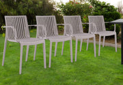 Set of Four 22" Taupe Heavy Duty Plastic Outdoor Stacking Arm Chairs-Outdoor Chairs-DECOROLALA