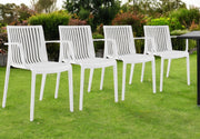 Set of Four 22" White Heavy Duty Plastic Outdoor Stacking Arm Chairs-Outdoor Chairs-DECOROLALA