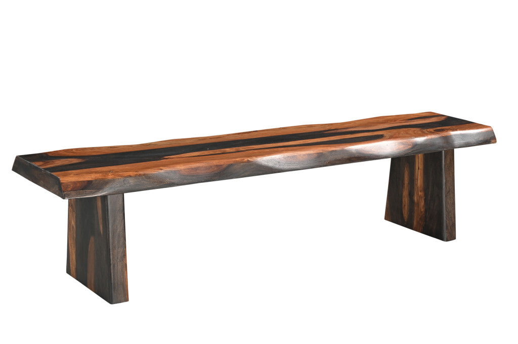 75" Brown Solid Wood Live Edge Dining Bench-Benches-DECOROLALA