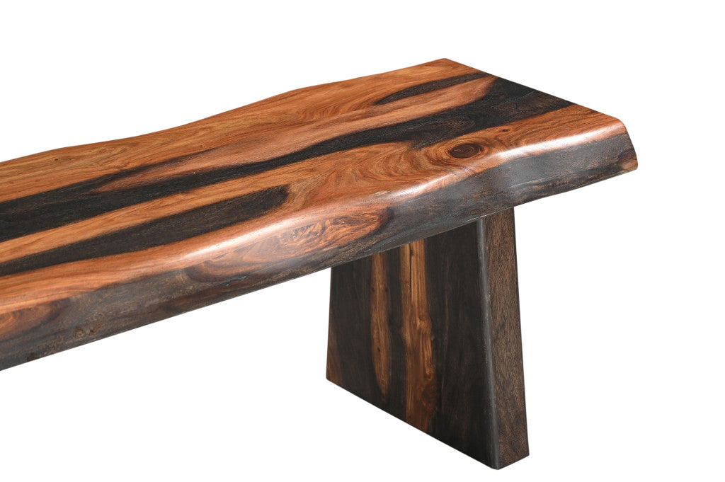 75" Brown Solid Wood Live Edge Dining Bench-Benches-DECOROLALA