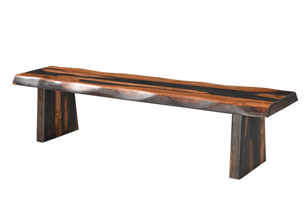75" Brown Solid Wood Live Edge Dining Bench-Benches-DECOROLALA