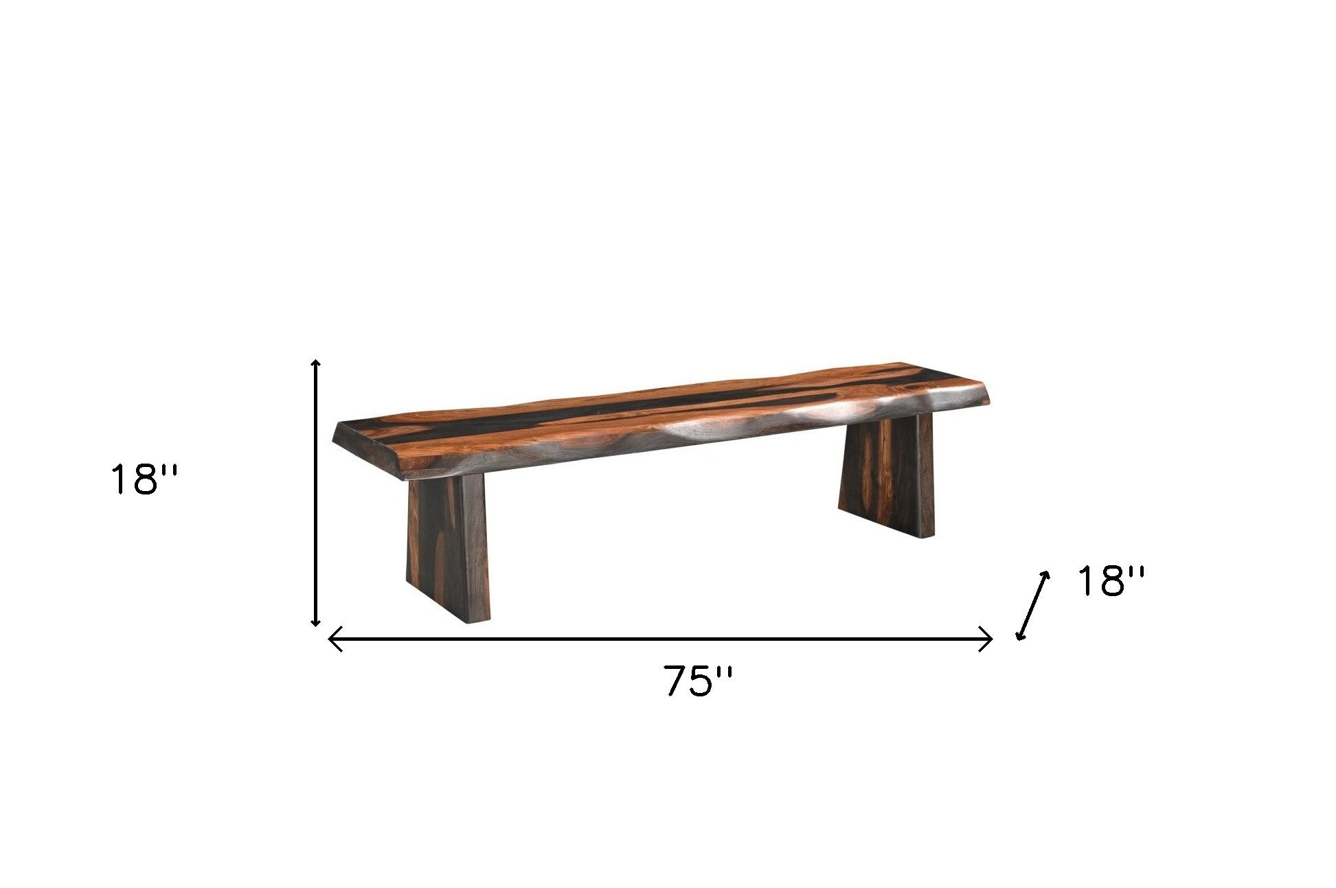 75" Brown Solid Wood Live Edge Dining Bench-Benches-DECOROLALA