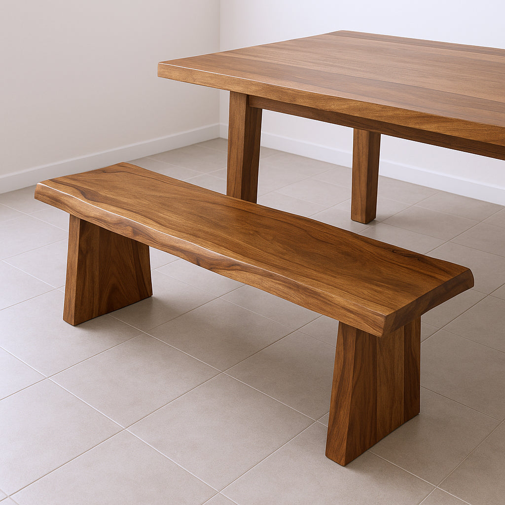 68" Brown Solid Wood Live Edge Dining Bench-Benches-DECOROLALA
