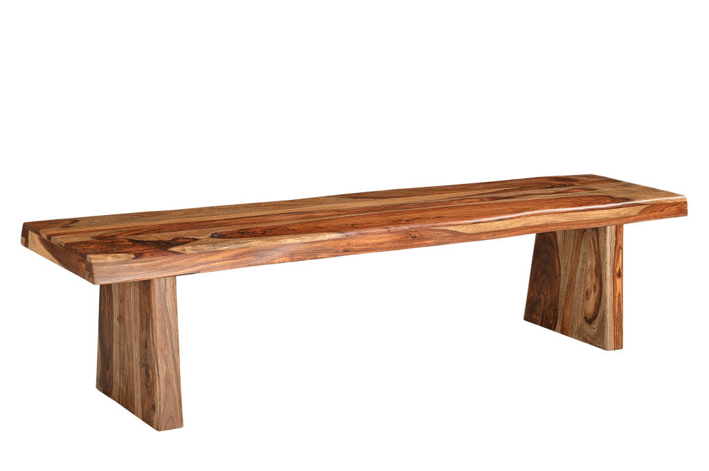 75" Brown Solid Wood Live Edge Dining Bench-Benches-DECOROLALA