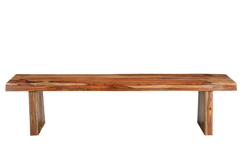 75" Brown Solid Wood Live Edge Dining Bench-Benches-DECOROLALA